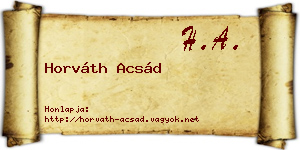 Horváth Acsád névjegykártya